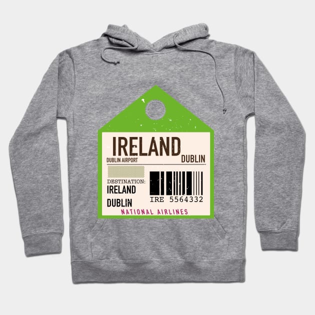 Ireland Dublin vintage style plane ticket Hoodie by nickemporium1